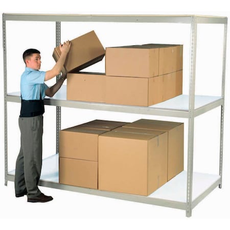 Wide Span Rack 48x36x84 3 Shelves Deck 1200 Lb. Cap Per Level Gray